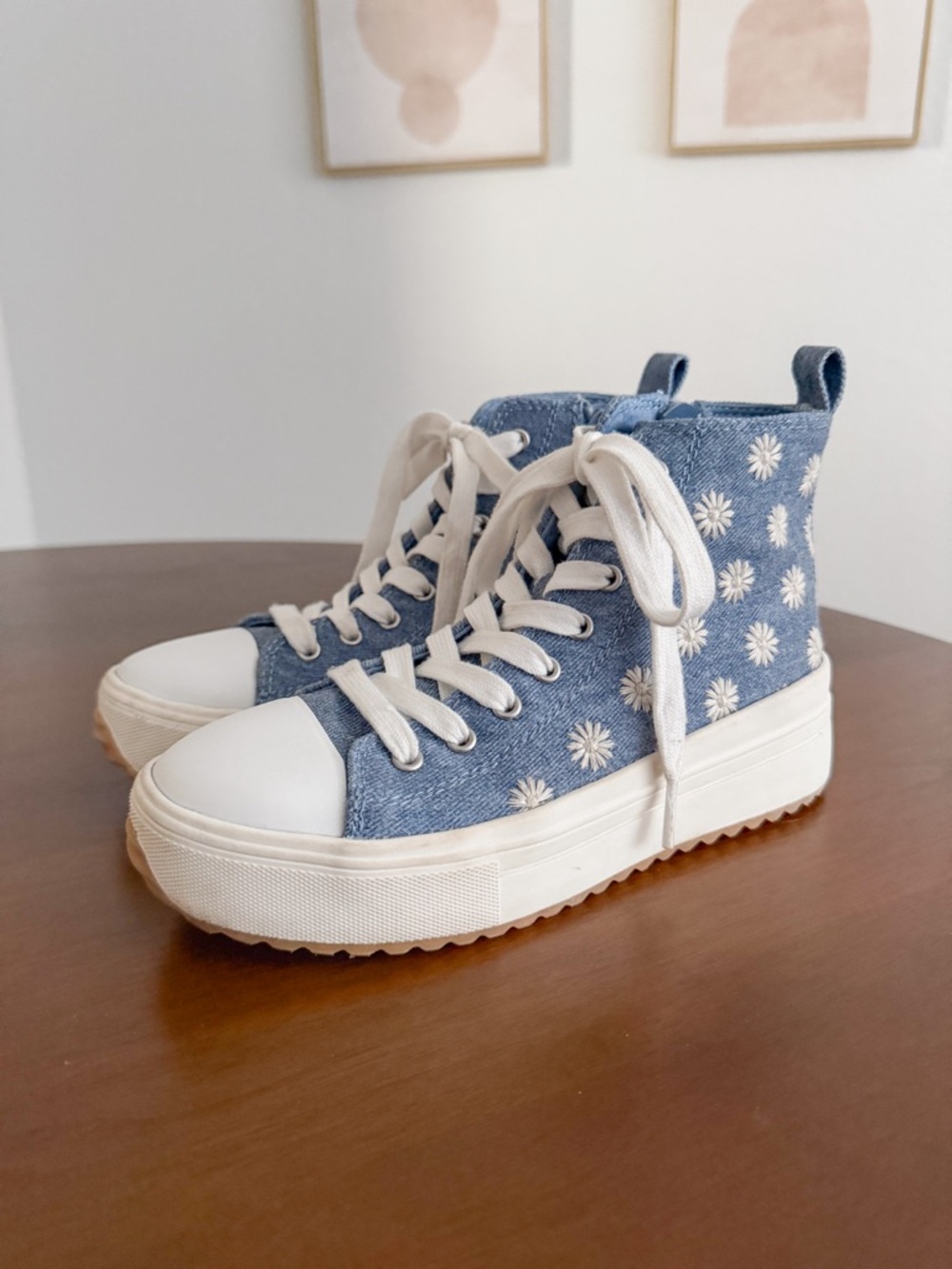 art class embroidered high top sneakers